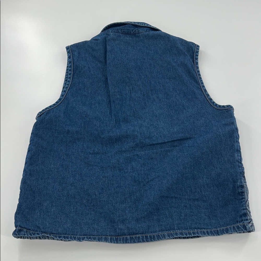 Vintage denim patchwork vest embroidered art teacher‎ eclectic grandma M - Picture 6 of 8